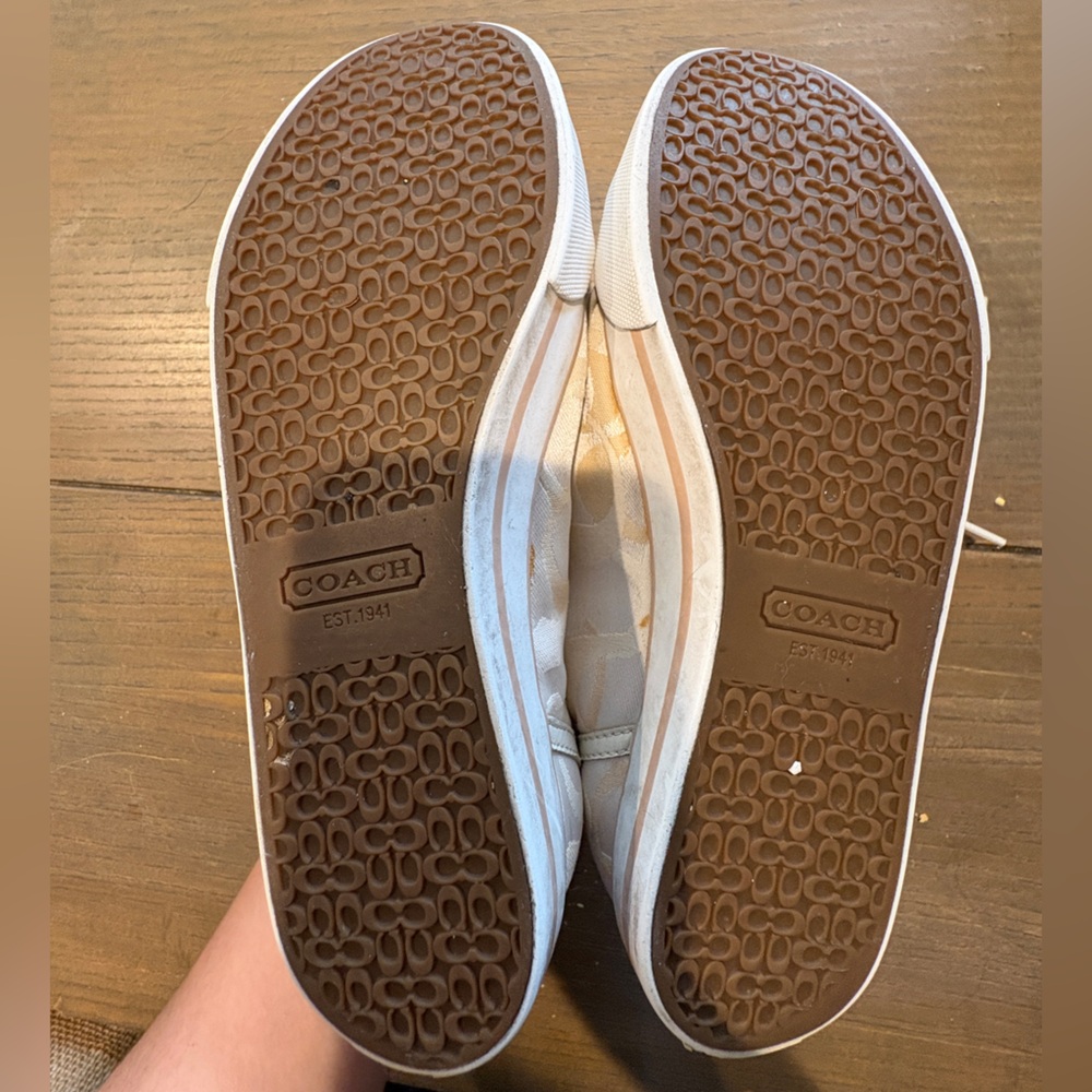 Coach Cream and Tan Patterned Sneakers - Picture 8 of 9